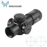 MARCH HT 3X28IR Tactical Rifle Scope Red Dot Airsoft Riflescope Outdoor Sport Hunting Optics Shooting Glock Gun Sight