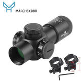 MARCH HT 3X28IR Tactical Rifle Scope Red Dot Airsoft Riflescope Outdoor Sport Hunting Optics Shooting Glock Gun Sight