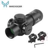 MARCH HT 3X28IR Tactical Rifle Scope Red Dot Airsoft Riflescope Outdoor Sport Hunting Optics Shooting Glock Gun Sight