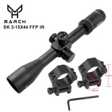 MARCH SK 3-15x44 FFP Tactical Caza Riflescope Spotting Scope for PCP Rifle Hunting Illumination Airgun Airsoft Optical Sight