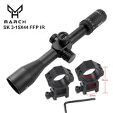 MARCH SK 3-15x44 FFP Tactical Caza Riflescope Spotting Scope for PCP Rifle Hunting Illumination Airgun Airsoft Optical Sight